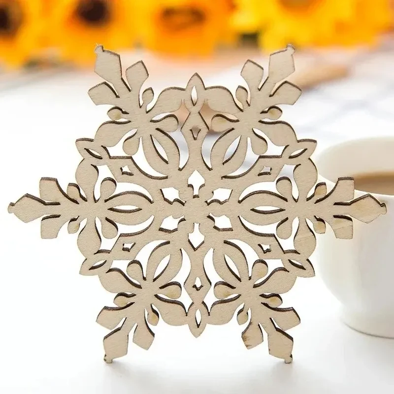 1 шт. Ретро полые Стиль деревянный резной Снежинка Подставки под чашки Чай Кофе
