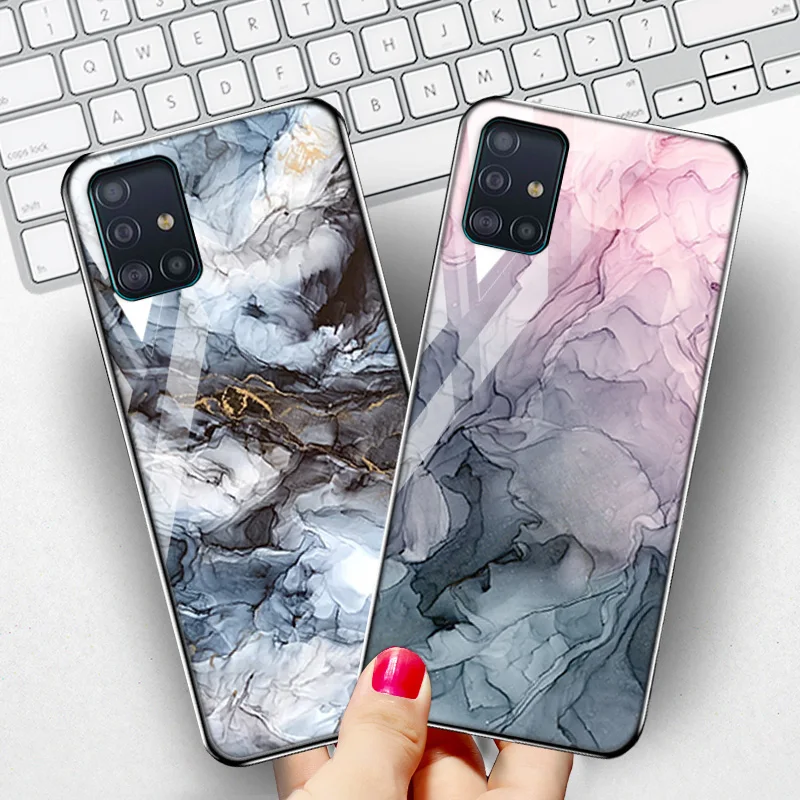 

Marble Tempered Glass Cases For Samsung A51 A52 Case For Samsung A50 A71 A70 A12 A21S A40 A31 A32 A72 A02S A20e A30 A41 Fundas