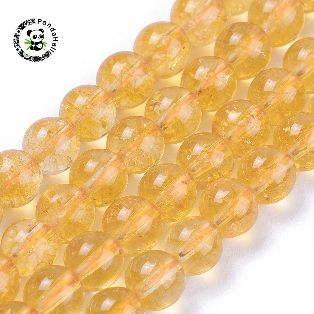 

3 Strands 6/8/10/12mm Natural Citrine Beads Round For Necklaces Bracelets Jewelry Making DIY Accessories, Hole: 1mm