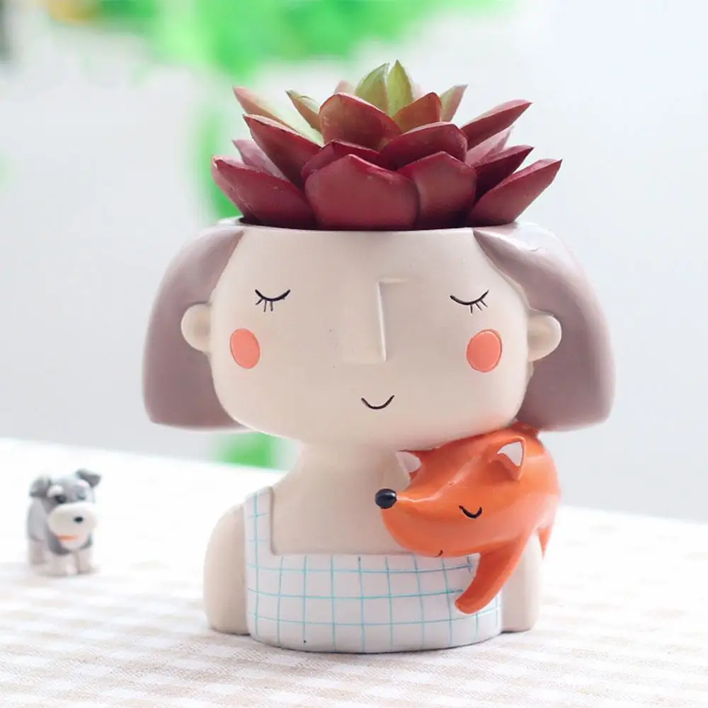 Цветочный горшок из смолы креативные цветочные горшки милая офисная статуя для