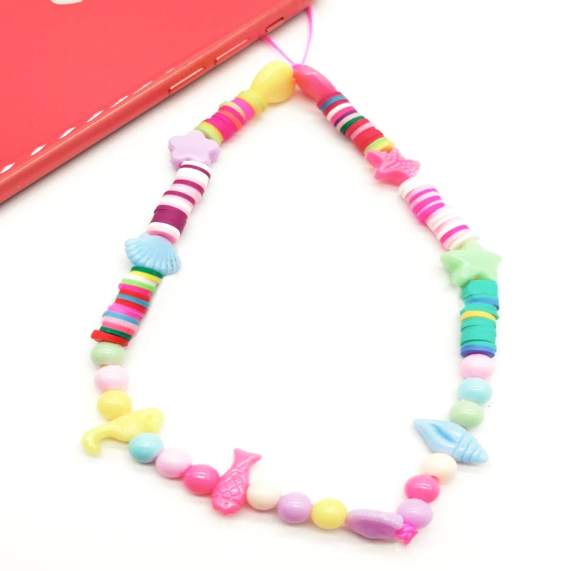 

New Universal Mobile Phone Charm Strap Lanyard Multi Color Pearl Soft Pottery Rope Phone Case Hanging Cord Phone Chain Lady Gift