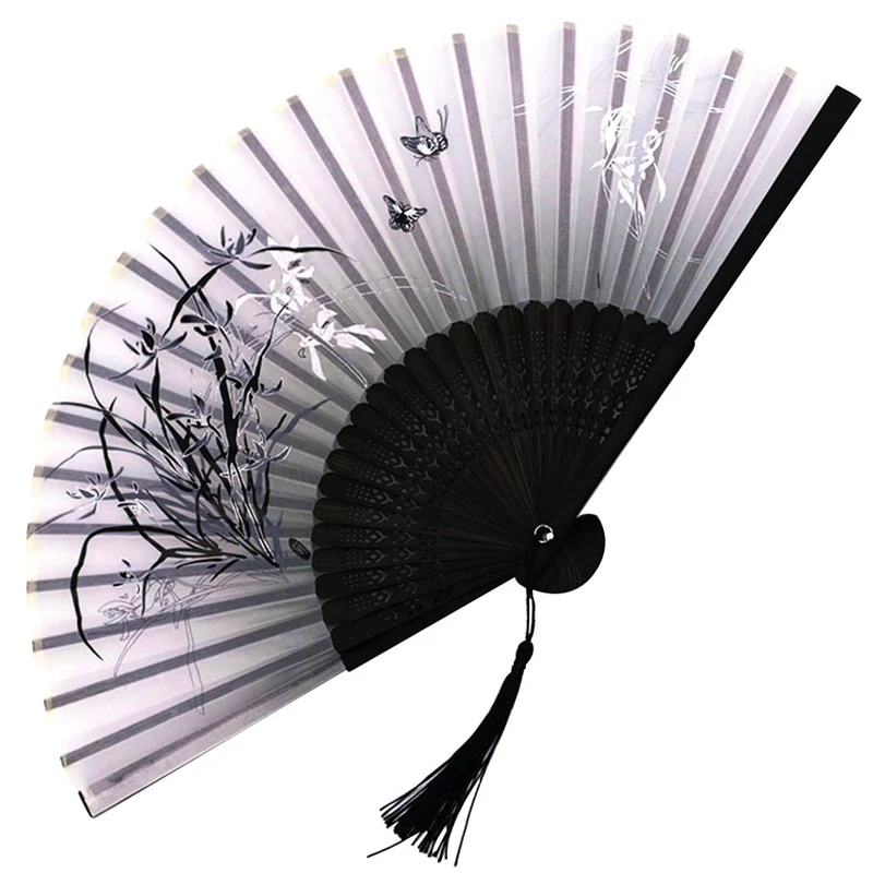 

7 Inch Fan Folding Fan Smile Fan Japanese Style Small Fan Cheongsam Props Ancient Fan Retro Folding Fan