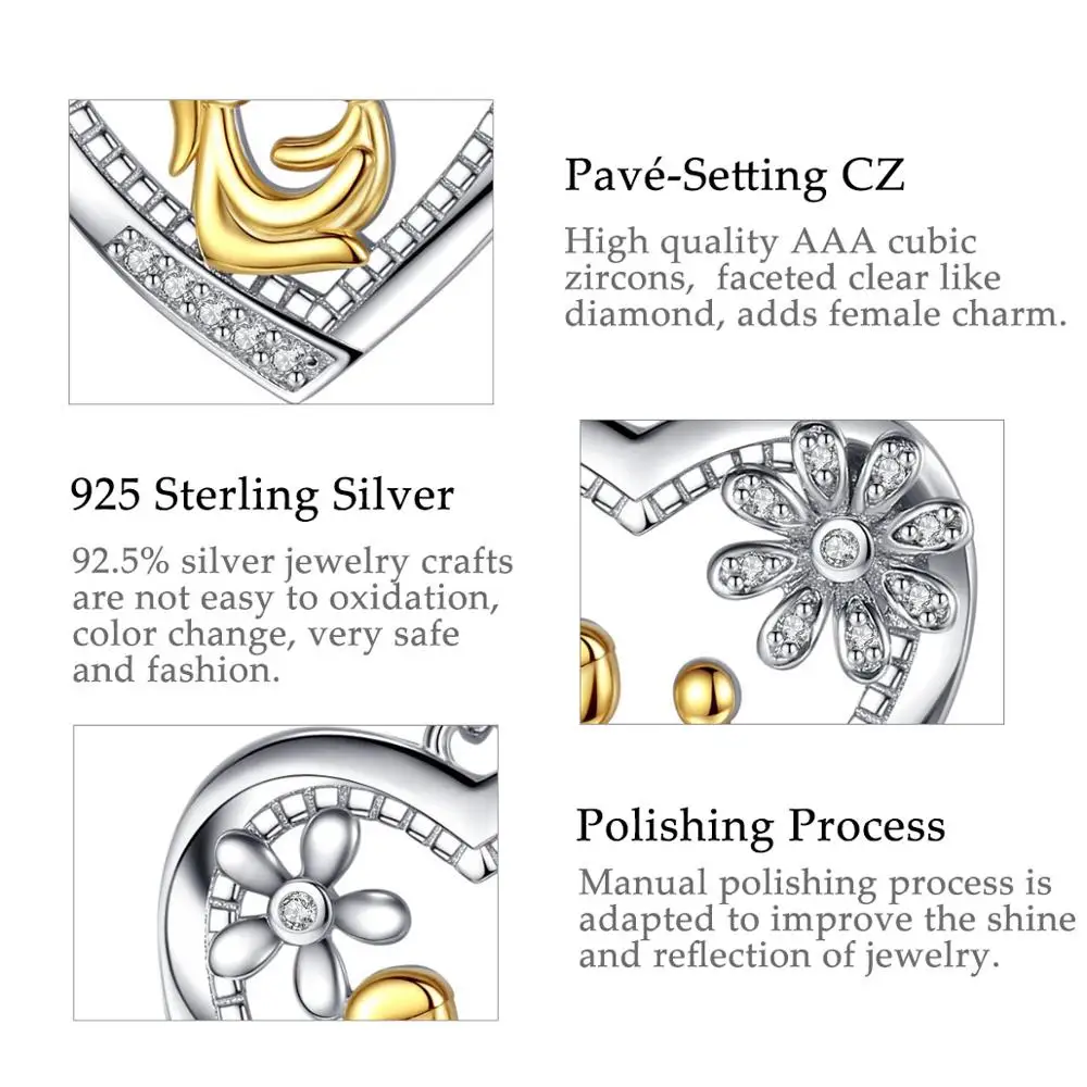 Solid Real 925 Sterling Silver Zirconia Crystal Lovely Heart Pendant Necklaces Mom Baby Mother's Day Gift Jewelry Xmas Gifts D59 |