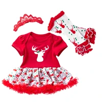 newborn baby girls christmas dress infany girl romper birthday party princess dress with headband and ankle socks outfits set