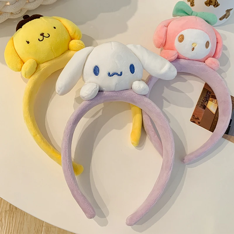 

2021 Kawaii Sanrios Anime Kuromi Melody Cinnamoroll Plush Women Hair Accessories Hair Hoop Accessories Headbands Ornaments Gift