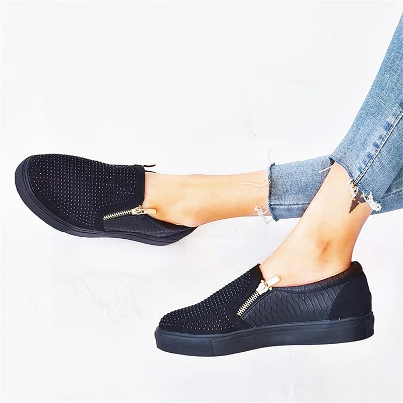 Женские лоферы Летние слипоны на плоской подошве эспадрильи со стразами