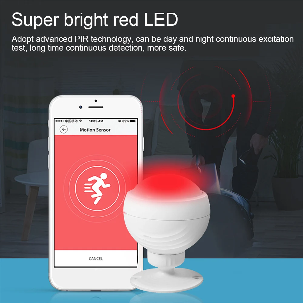 

WIFI PIR Motion Sensor Tuya Smart App Voice Control Home Office Wireless Alarm Infrared Security Motion Detector for Alexa