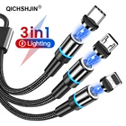 QICHSHJIN магнитное зарядное устройство Micro USB кабель для передачи данных для iPhone Samsung Android Мобильный телефон шнур для быстрой зарядки и передачи Магнит кабель с разъемом USB Type-C