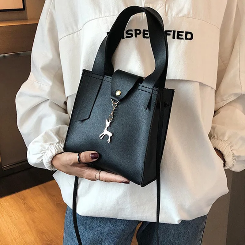 Женская маленькая квадратная сумка из искусственной кожи декор в виде оленя