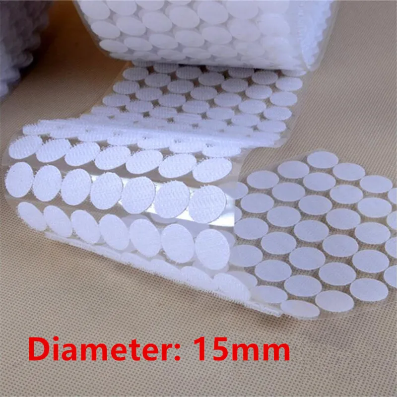 White 15mm 50 пар нейлона крючков и петель Стикеры сильный самоклеющиеся в круглый горошек клей на наклейки для домашнего использования Шторы крепежа - Цвет: White 15mm