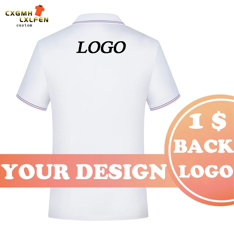 POLO shirt 8-color custom logo short-sleeved business sports and leisure all-match lapel printing DIY brand text | Мужская одежда