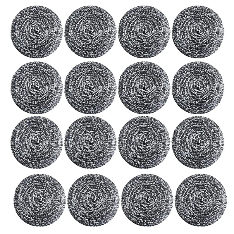 

16 PCS Stainless Steel Sponges Scrubbers, Utensil Scrubber Scouring Pads Ball for Removing Rust Dirty Cookware Cleaner