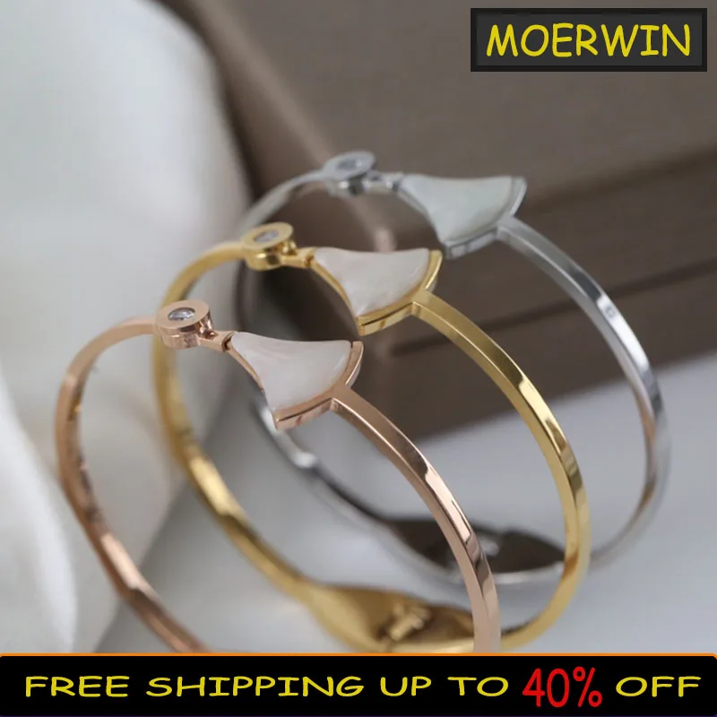 

Женский Круглый весенний браслет из серебра 1:1 с белой ракушкой