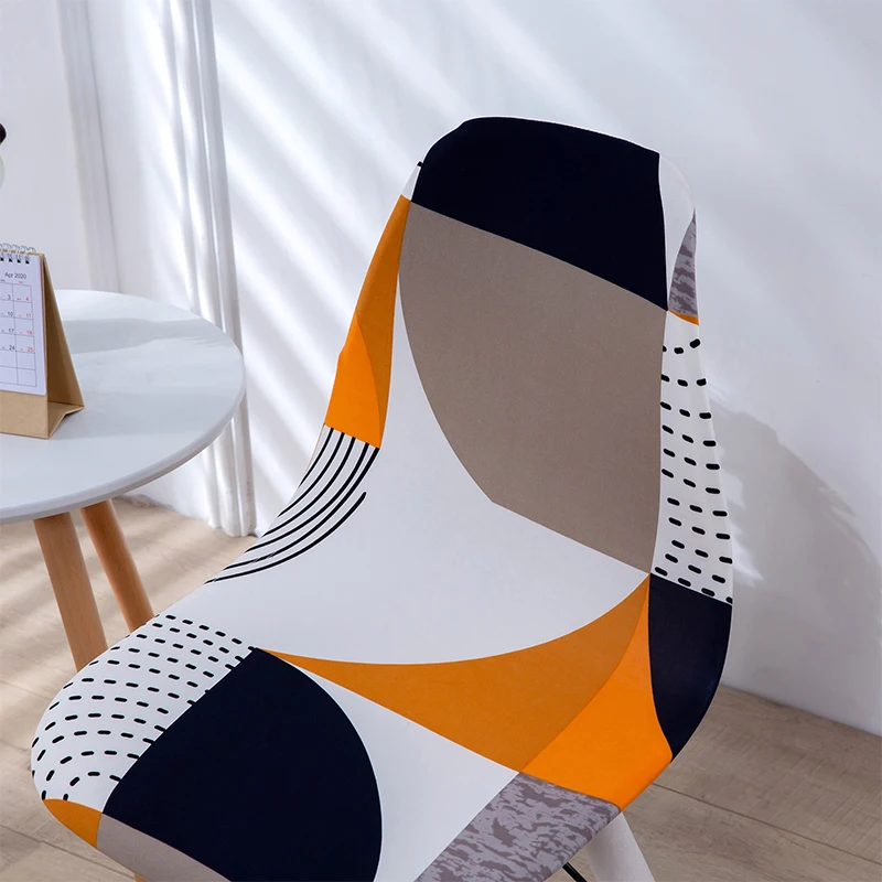 

1Pc Printed Seat Cover For Shell Chair Diamond Plaid Mid-Century Armless Shell Chair Cover Banquet Home Slipcove