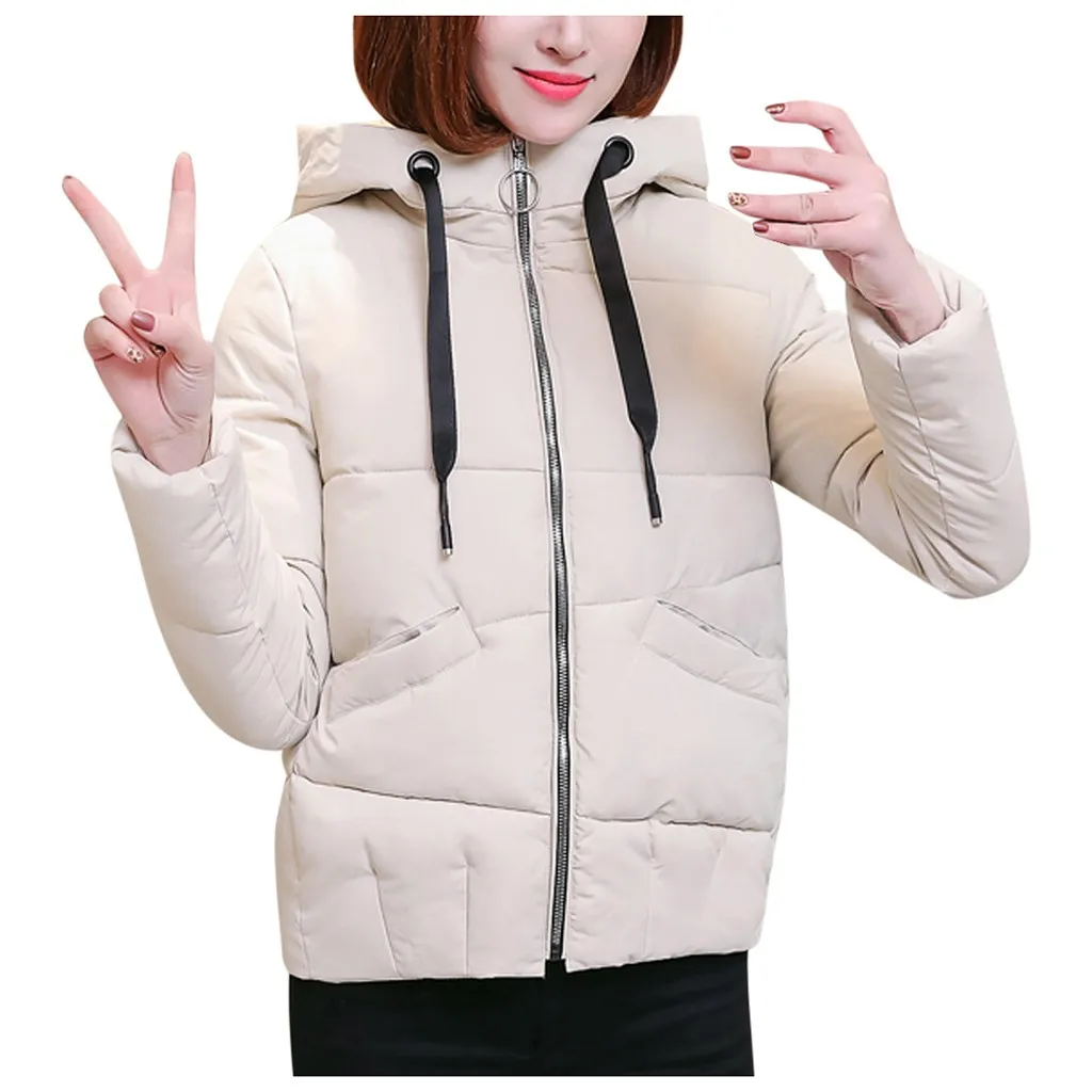 Модная и красивая модная женская зимняя теплая хлопковая куртка с капюшоном