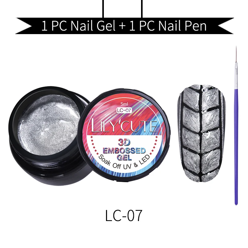 2cps Silver LC-07 LILYCUTE металлическое зеркало набор гель-лаков для ногтей металлическое зеркало Гель-лак для живописи Нейл-арт Рисование длительное впитывание УФ-гель - Цвет: 2cps Silver LC-07
