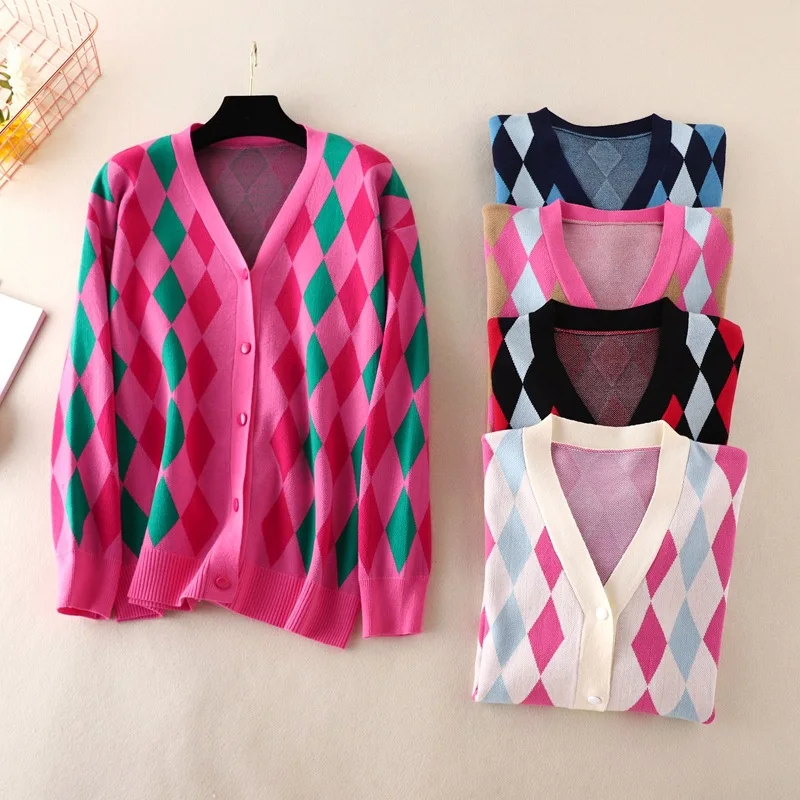 

Korean Fashion Vintage Sweater Cardigan Knitted Loose Outwear Coat V Neck Open Cardigans Fashion Casual Female Top