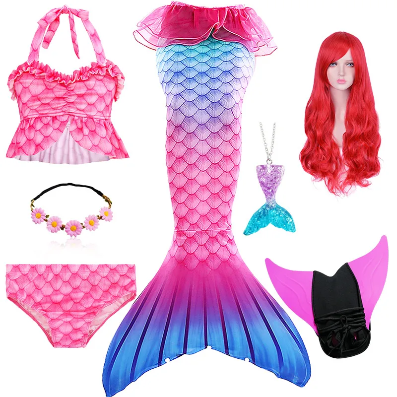 Детский Костюм Русалки с париком для девочек косплей-костюм хвостом и