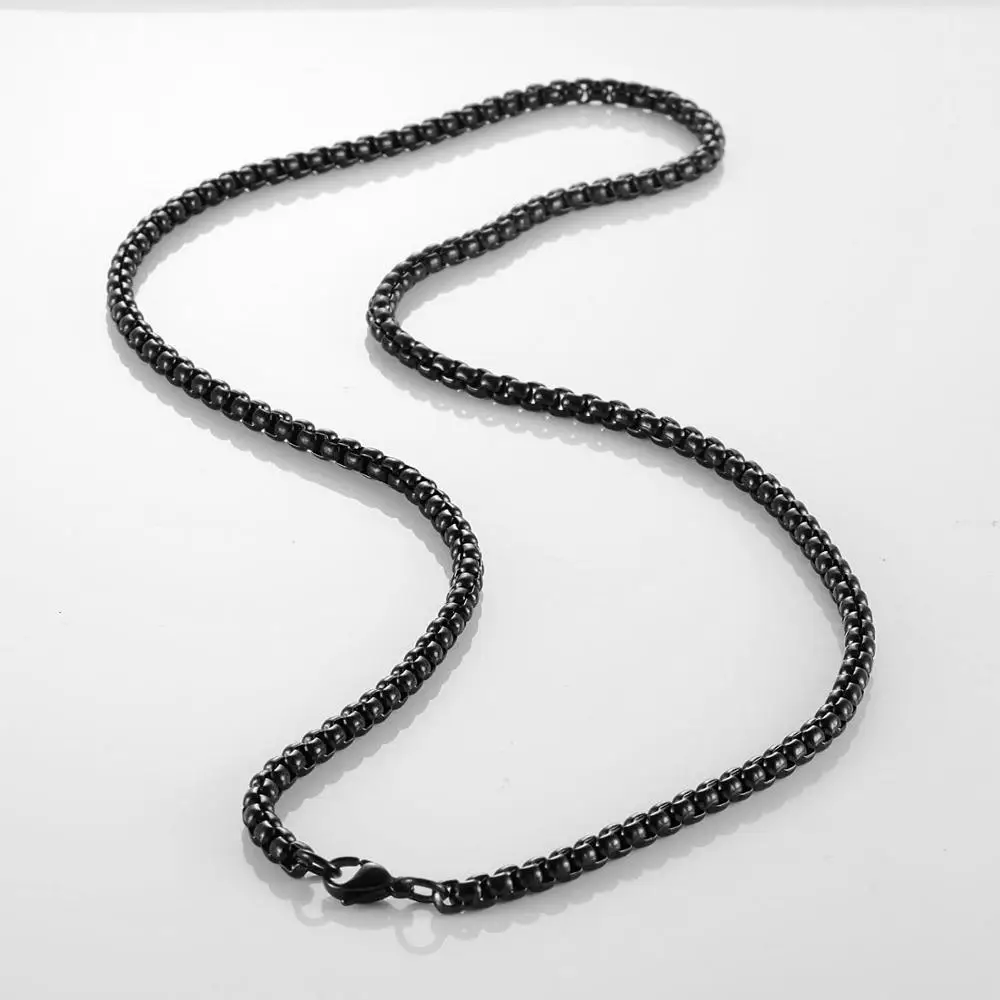 Цепь из нержавеющей стали для мужчин и женщин ювелирное изделие черного цвета с