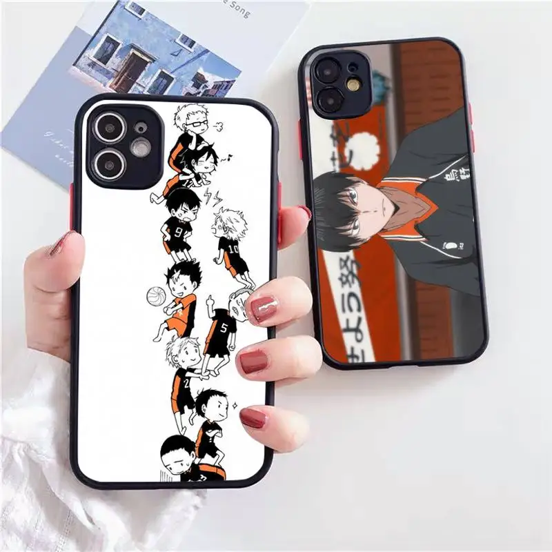 

haikyuu Anime cartoon comic Volleyball Phone Matte Transparent for iPhone 7 8 11 12 s mini pro X XS XR MAX Plus cover funda