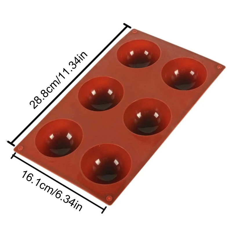 

6 Cups Half Sphere Cupcake Baking Pan Chocolate Cake Silicone Mould Bakeware DIY Crafts Soap Mold Tray