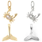 Очаровательные шармы для изготовления ювелирных изделий, золотые животные, краб, рыбий хвост, сделай сам, серьги, ожерелье, медная мозаика, циркониевые аксессуары