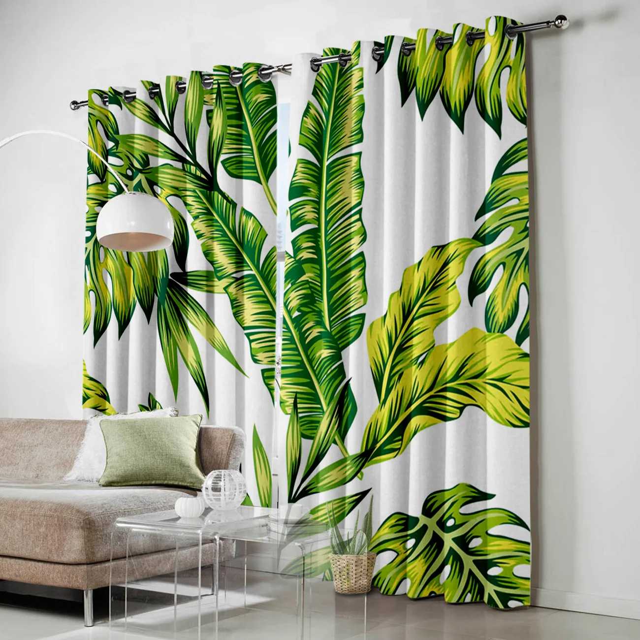 Занавески с банановыми листьями высокие светонепроницаемые зеленые белые s для