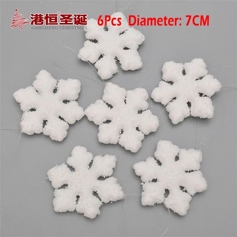 Snowflake 7cmx6 12 шт./упак. 4,5 см прозрачный акриловый снежинки Рождество украшения вечерние фестиваль с утолщённой меховой опушкой, Рождественская елка висячие украшения - Цвет: Snowflake 7cmx6