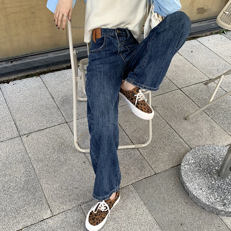 

2021 Spring Office Lady High Waist Loose Women Denim Jeans Streetwear Vintage Long Wide Leg Jeans Harem Pants Female