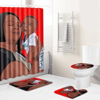 african black woman shower curtain set 4 pcs bath rug lid sets toilet cover bath mat set bathroom decor accessories curtains