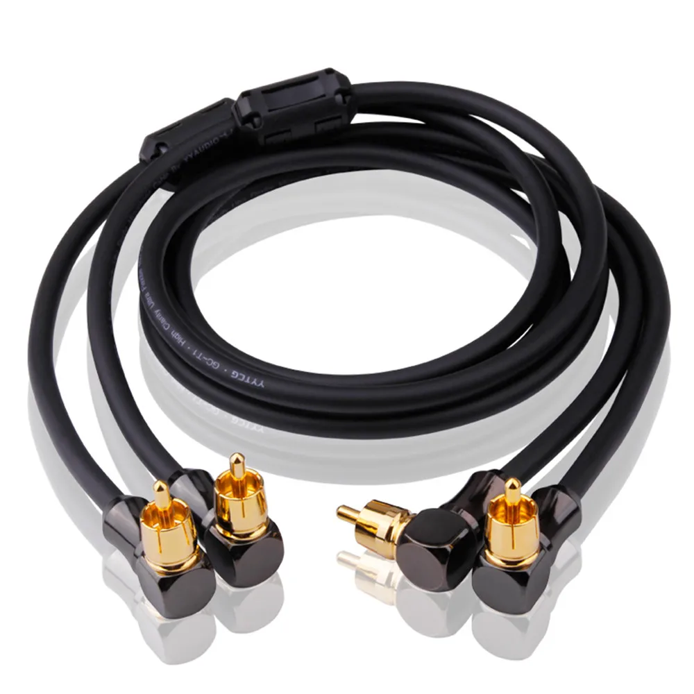 

Audiophile Cable 2RCA Male To 2RCA Male AUX Cable 90 Degree OFC Shielded Wire For Home Theater Projector Amplifier Audio Speaker