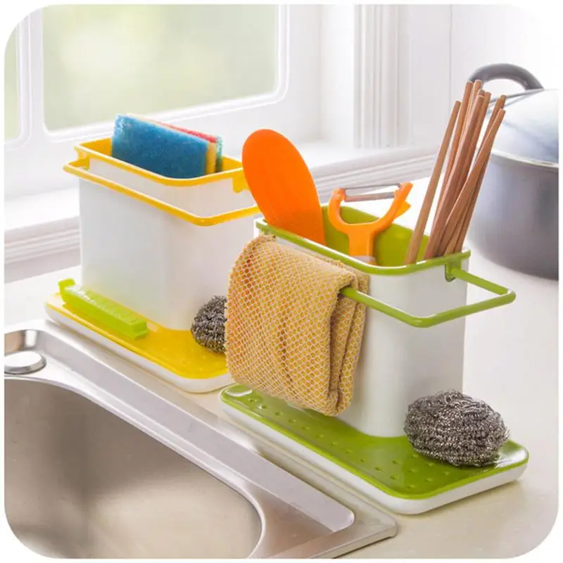 

Sponge Holder Draining Sink Storage Shelf Box Draining Rack Dish Storage Rack Kitchen Organizer Stands Tidy Utensils Towel Rack