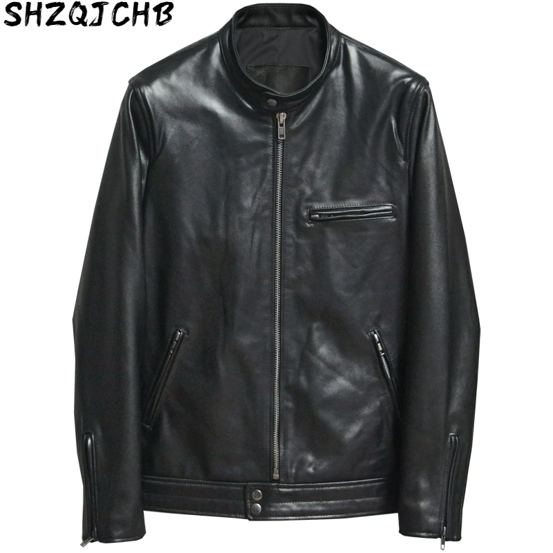 

JCHB 2021 Spring Autumn Genuine Leather Jacket Men 100% Goatskin Coat Mens Leather Jackets and Coats Casual Hommes Veste