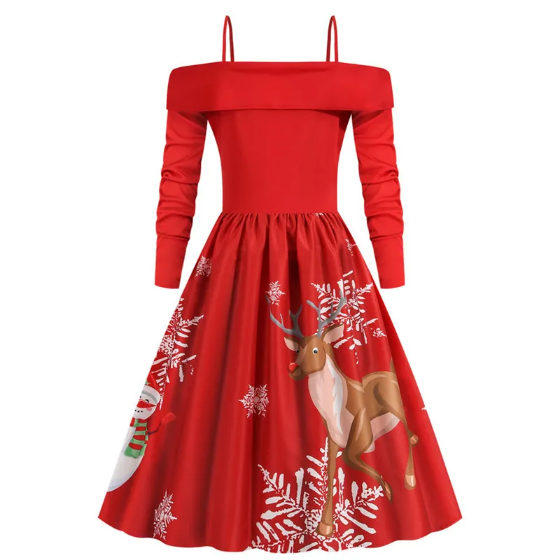 Новое рождественское платье Женское зимнее винтажное красивые вечерние платья с