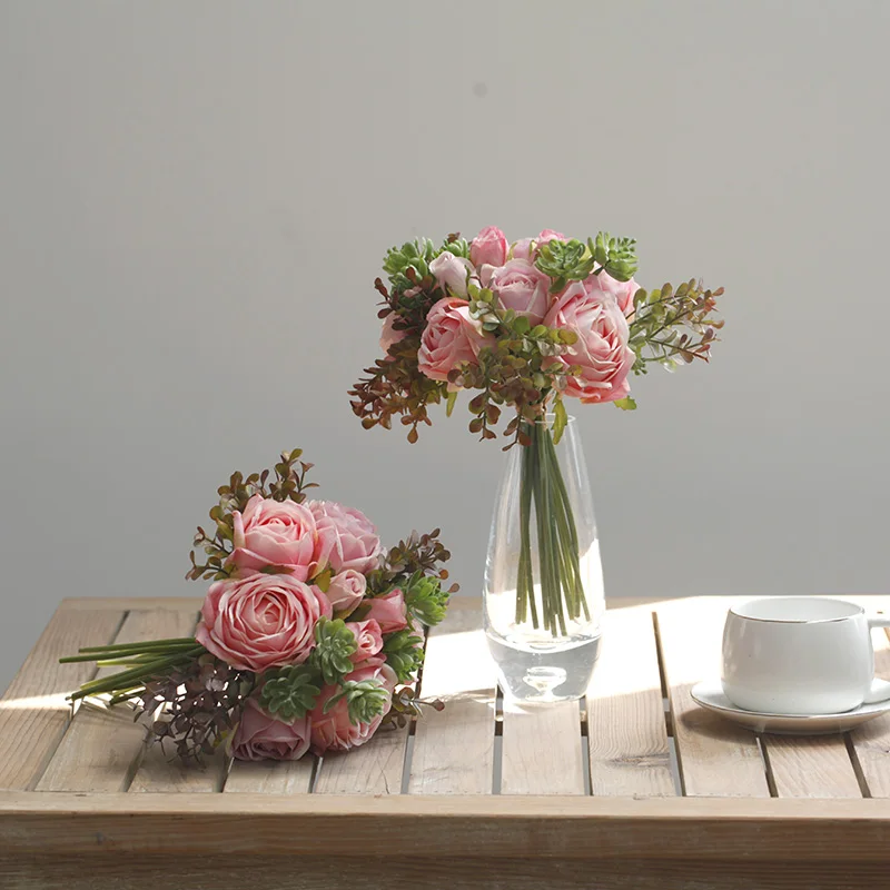 1лот Искусственные букеты роз из шелка для дома, вечеринок, ужинов, свадеб, фотосессий.