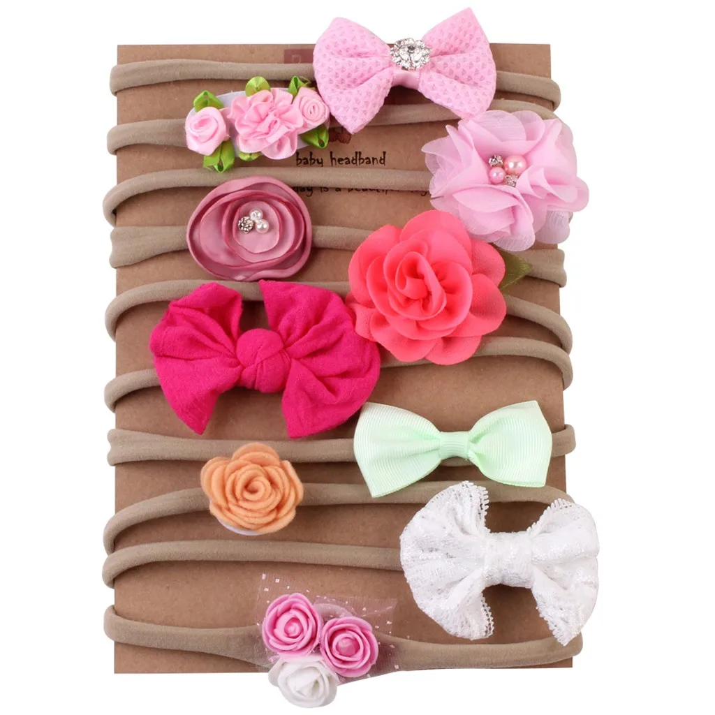 

2021 New 1Set 10Pcs Kids Infant Headband Baby Girl Bow-knot Hair Clip Set haar accessoires kids diadema nia #Y