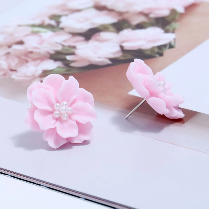 Ladies Stud Earrings Fashion Simple Korean Style Three-dimensional Camellia Women Wild Jewelry | Украшения и аксессуары