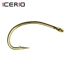 ICERIO 100 шт. золотой рыболовный крючок Нимфа Скад мошка Caddis креветка Муха Крючки для привязывания
