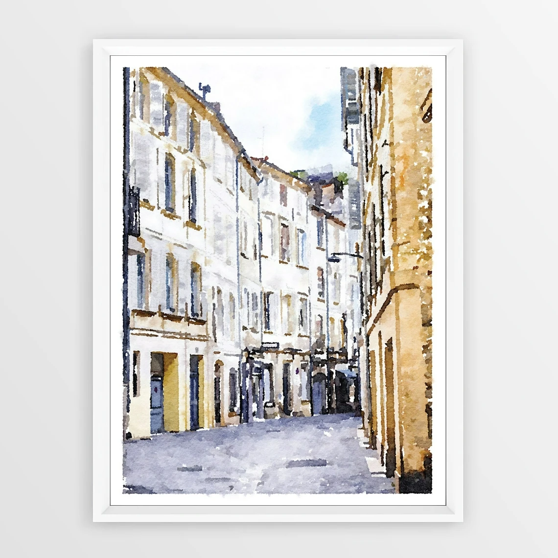 

Avignon Provence France Street Printable Watercolor Wall Art, French Print, Old Buildings, Architecture, Neutral Decor Poster