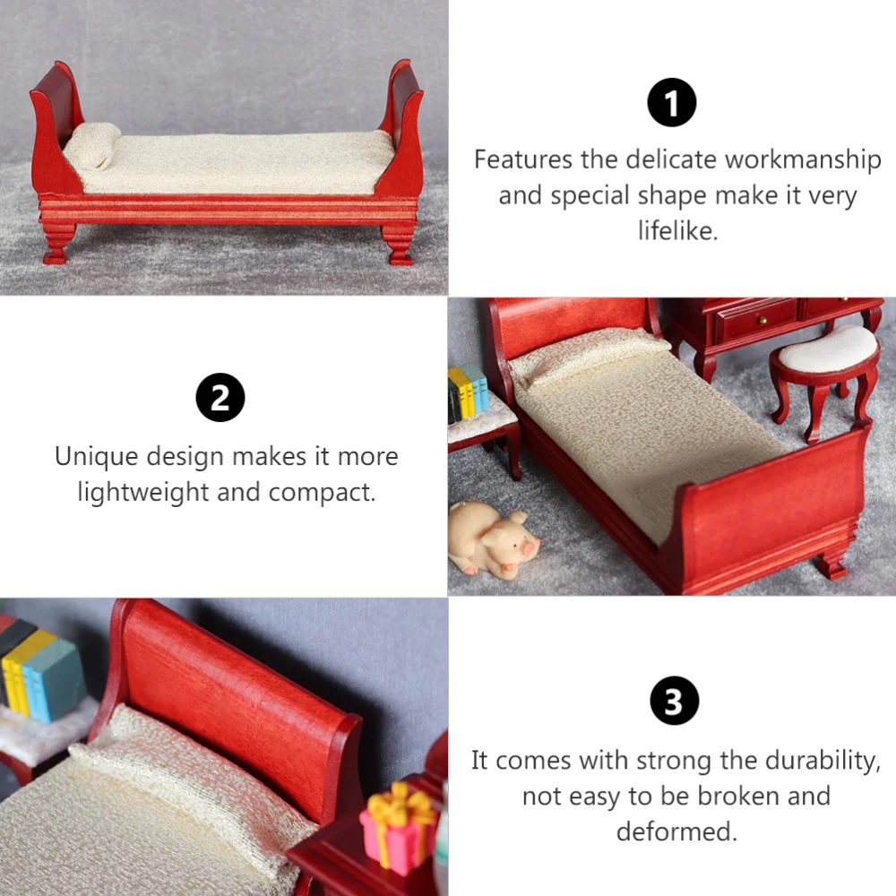 

1Pc Mini House Wooden Single Bed Model Mini House Furniture Layout Decor