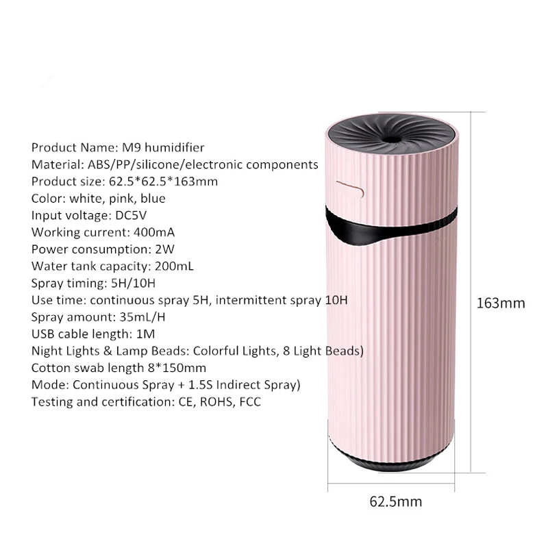 Новинка ультразвуковой мини увлажнитель воздуха M9 светодиодный ночсветильник USB