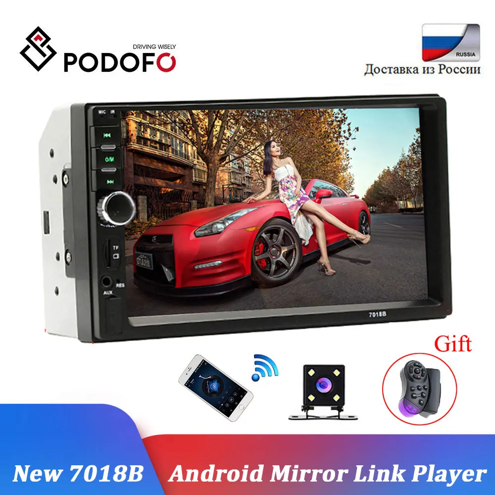 Podofo 2 Din автомагнитола Bluetooth 2din автомобильный мультимедийный плеер " HD сенсорный Автомагнитола MP5 USB аудио стерео с камерой заднего вида