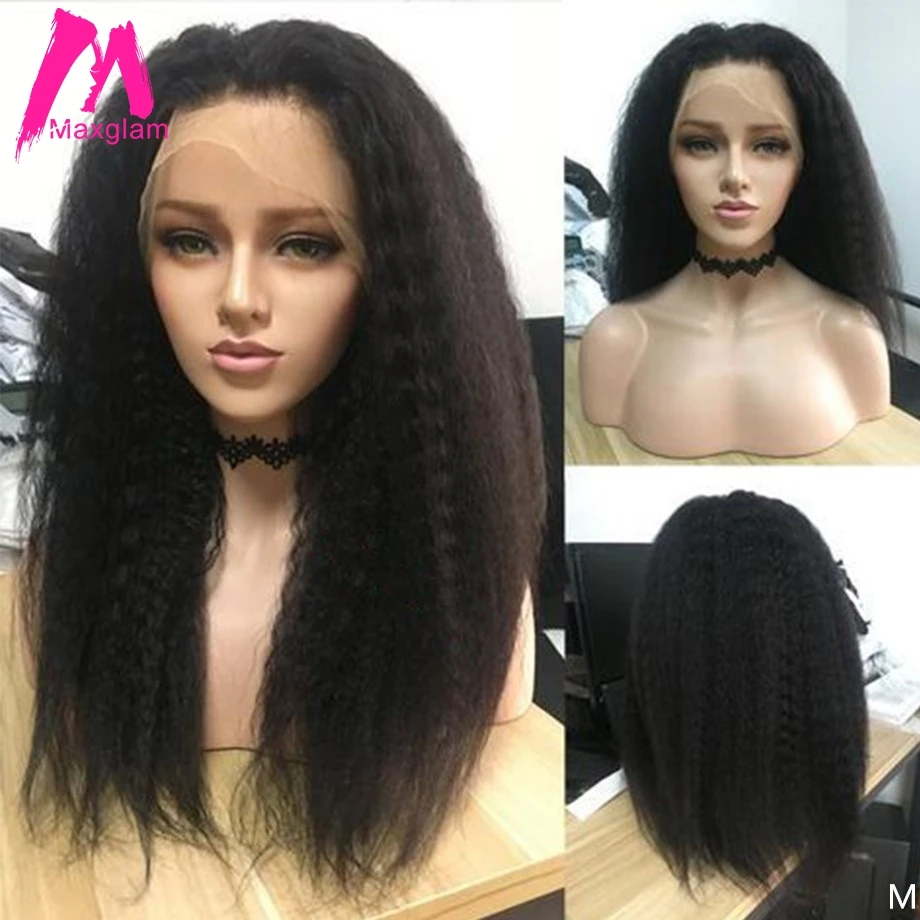 Парики из человеческих волос на сетке спереди курчавые прямые бразильские