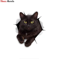 three ratels ftc 1051 3d cat stickers cheeky black kitty cute kids child diy laptop motor waterproof