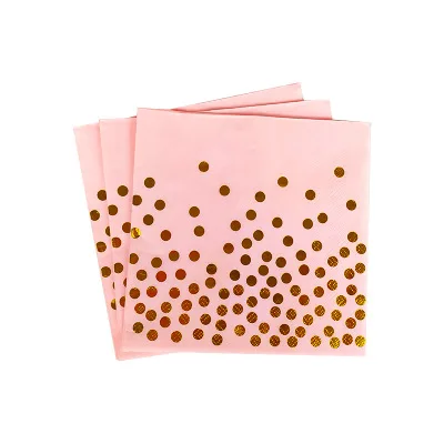 

10pcs/lot Hot Gold Pink Polka Dot Napkin Disposable Tableware Paper Towel Birthday Wedding Party Supplies Deco Anniversaire