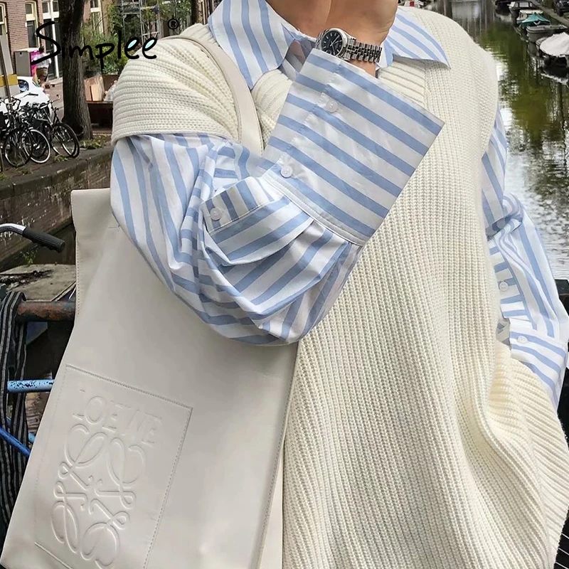 Свитер Simplee женский с V-образным вырезом модный уютный Свободный пуловер без