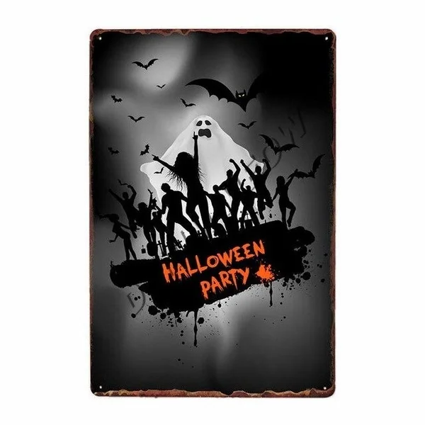 

Vintage Happy Halloween Metal Tin Signs Pumpkin Party Decoration Trick or Treat Retro Wall Poster Bar Cafe Club Home Decor WY64