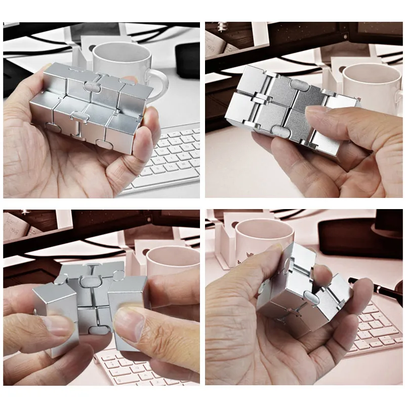 Игрушка антистресс infinity cube для взрослых металлическая алюминиевая деформация