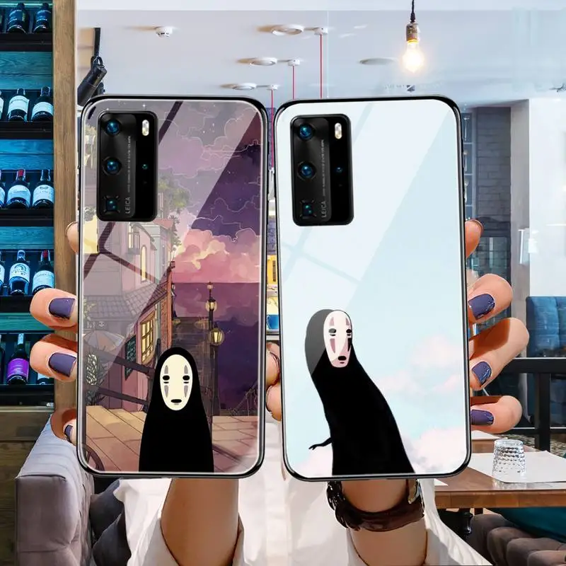 

Cute Faceless man Phone Case Glow Luminous Tempered Glass For Huawei P40 30 20 lite Pro MATE9 10 20X 30 lite pro cover