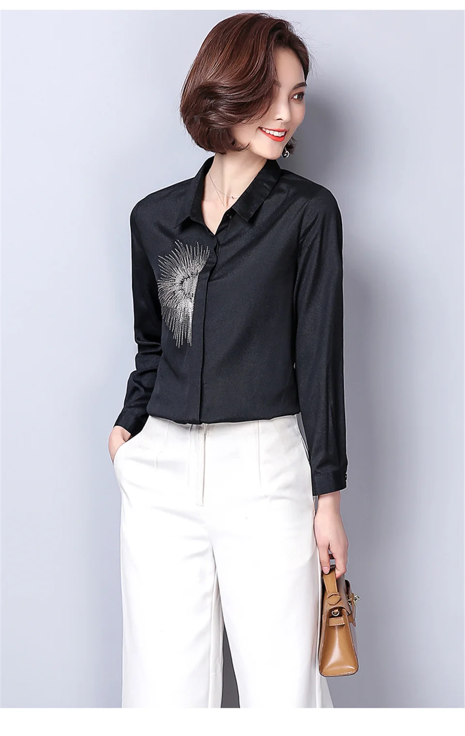 

Autumn Embroidery All-match Chiffon Women Blouses Spring Fashion Casual Slim OL Office Shirt Leisure Blouse Shirt Tops Blusas